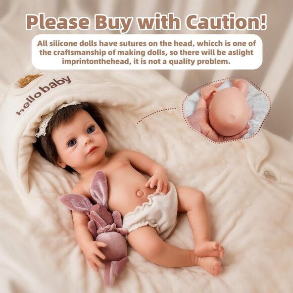 12Inch Full Silicone Reborn Baby Doll 3 Lb Baby Dolls Girl with Feeding Kit - Picture 5 of 8